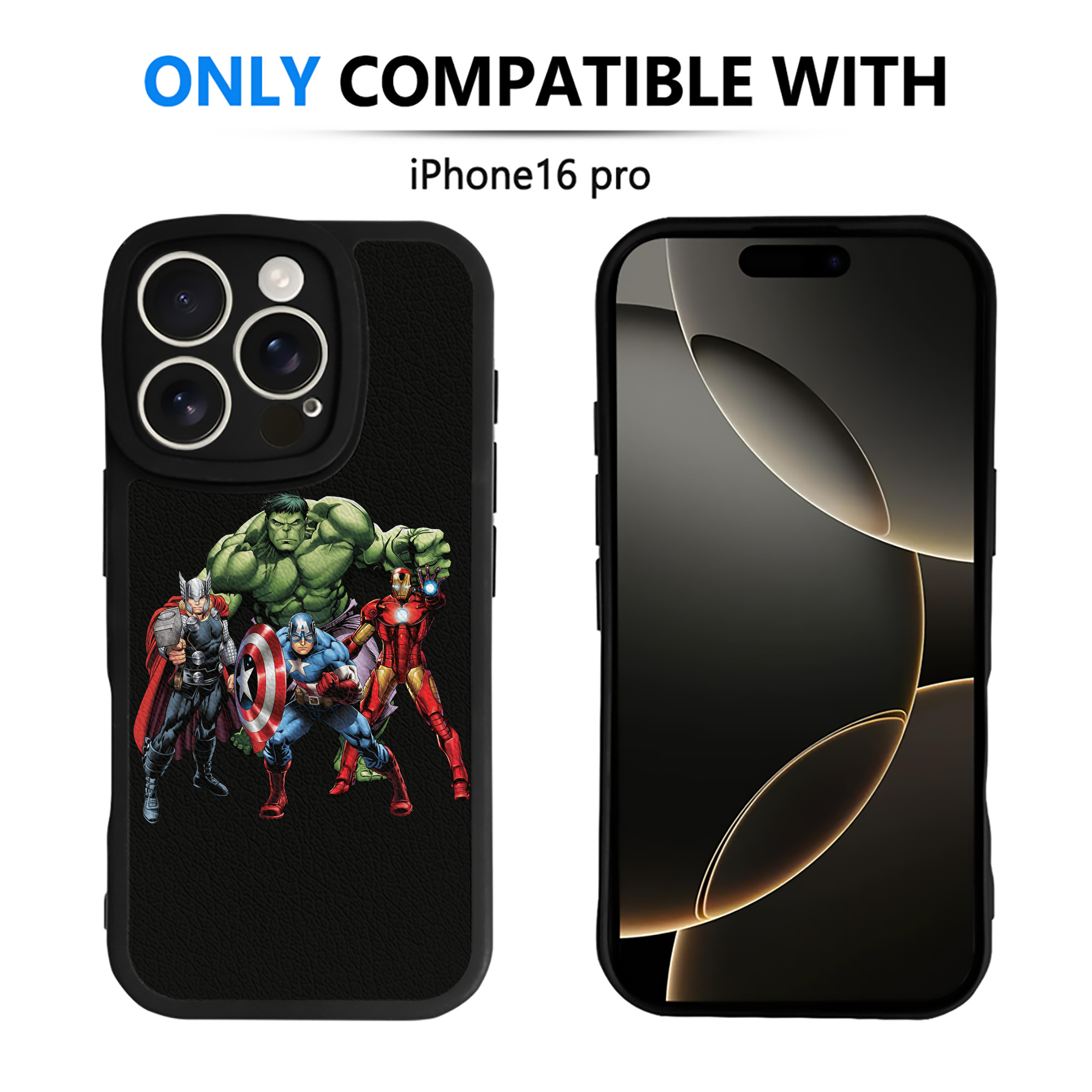 （画像用） アベンジャーズ The Avengers 【iPhone 16シリーズ対応】シリコンスマホケース（レザー調） 材質：シリコン